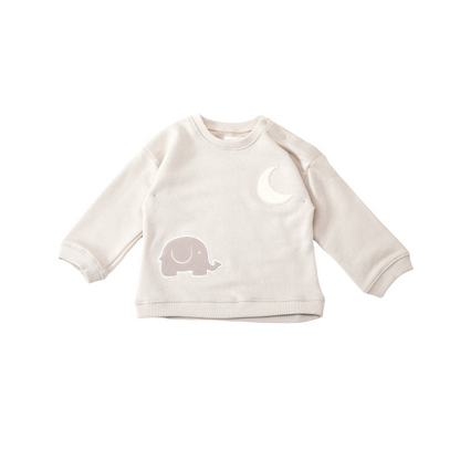 French Terry Organic Baby Sweater - Patched Moon