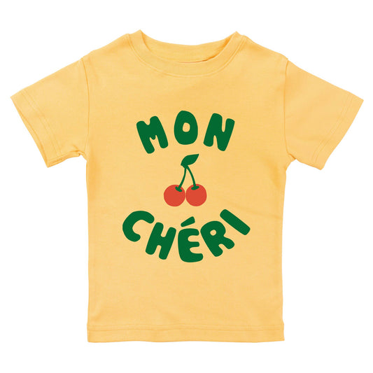 Organic Toddler Graphic Tee Mon Cheri French Cherry - Yellow