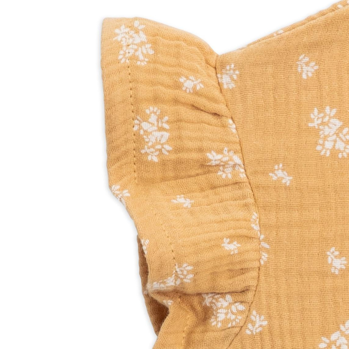 Organic Gia Muslin Ruffle Sleeve Baby Dress - Honeysuckle