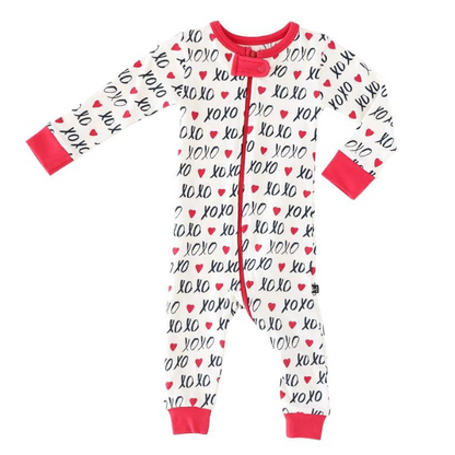 Organic Baby & Toddler Footless Zip Romper - XOXO