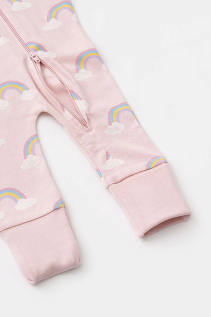 Organic Baby Footless Romper - Pink Rainbow Dreams