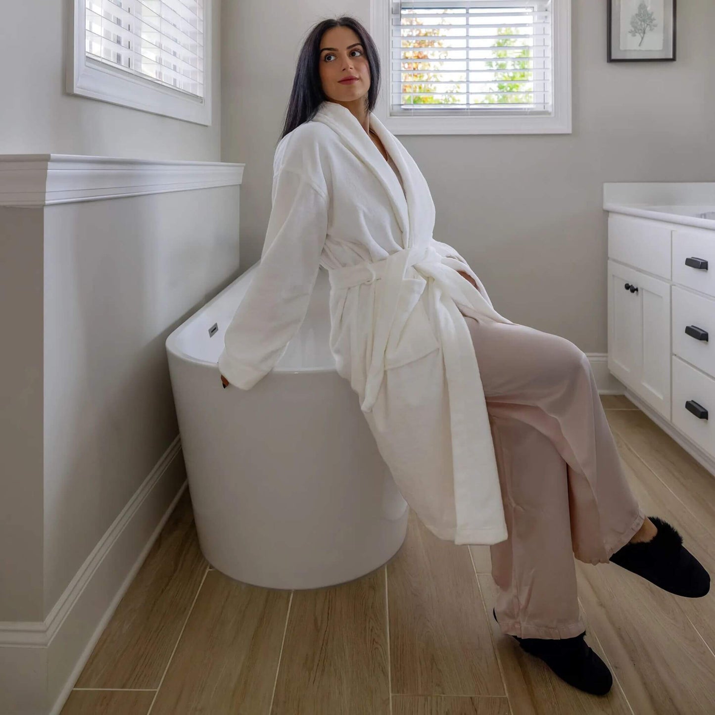 Adults Unisex Organic Cotton Velour Bathrobe