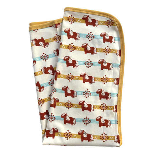 GOTS Certified Organic Cotton Baby Blanket - Aztec Pony