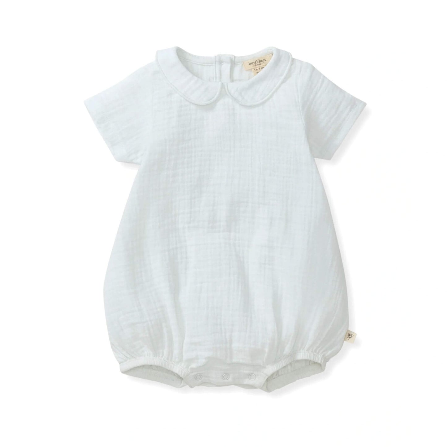 Organic Baby Boy Muslin Collar Bubble Romper