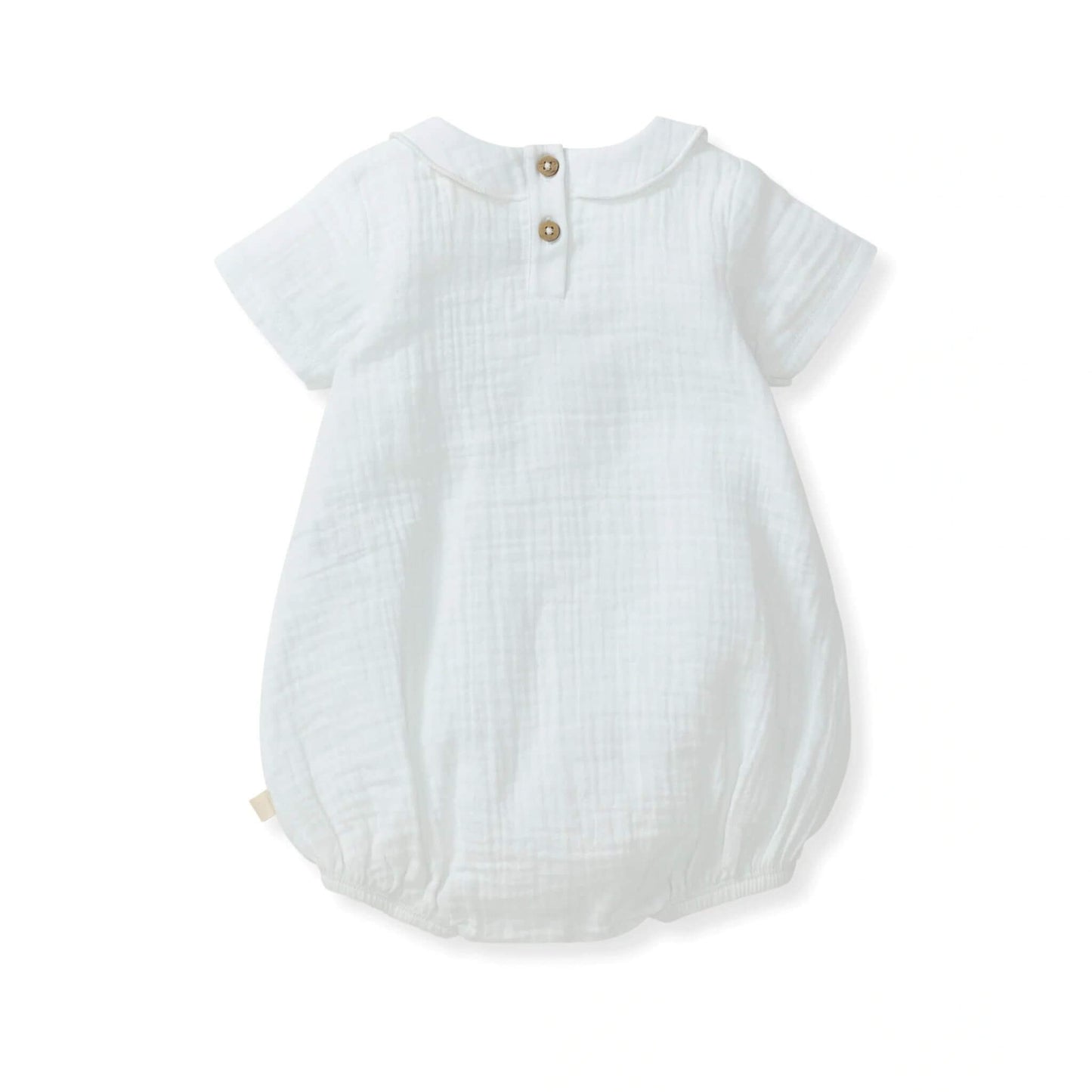 Organic Baby Boy Muslin Collar Bubble Romper