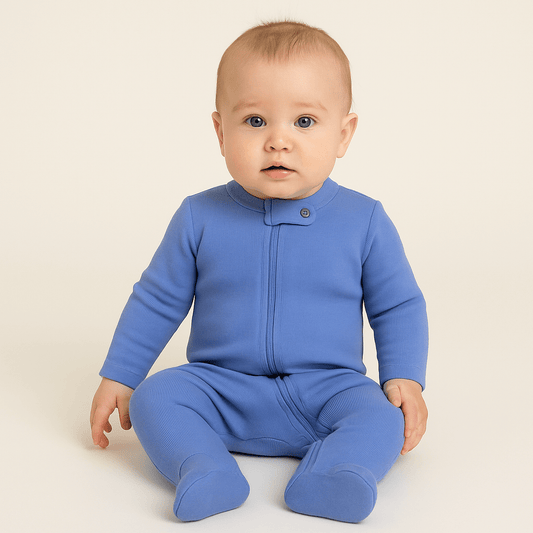 Organic Baby Footed Sleeper - Periwinkle Blue