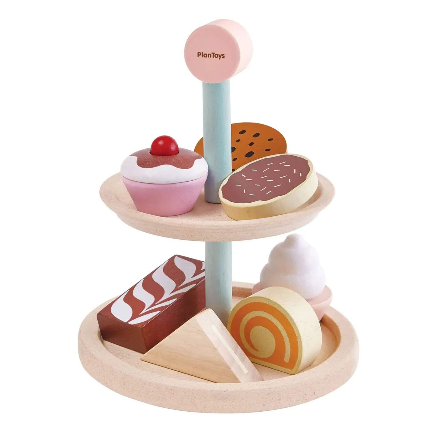 Bakery Stand & Dessert Set Wood Toy for Toddlers