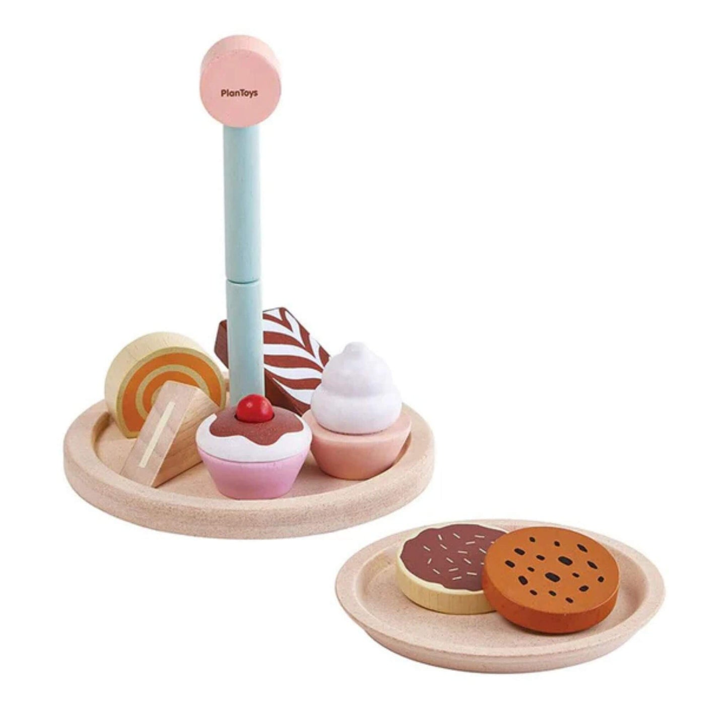 Bakery Stand & Dessert Set Wood Toy for Toddlers