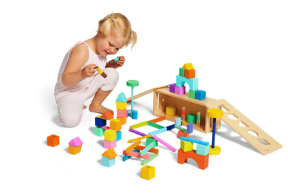 The Block Set - 70-Piece Building Activities for Toddlers & Kids