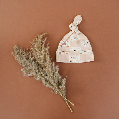 GOTS Certified Organic Cotton Hat - Checkered Bear