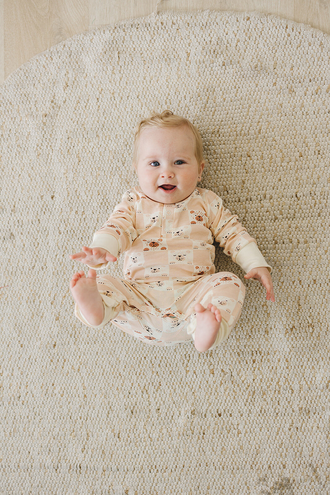 Organic Baby Romper - Checkered Bear