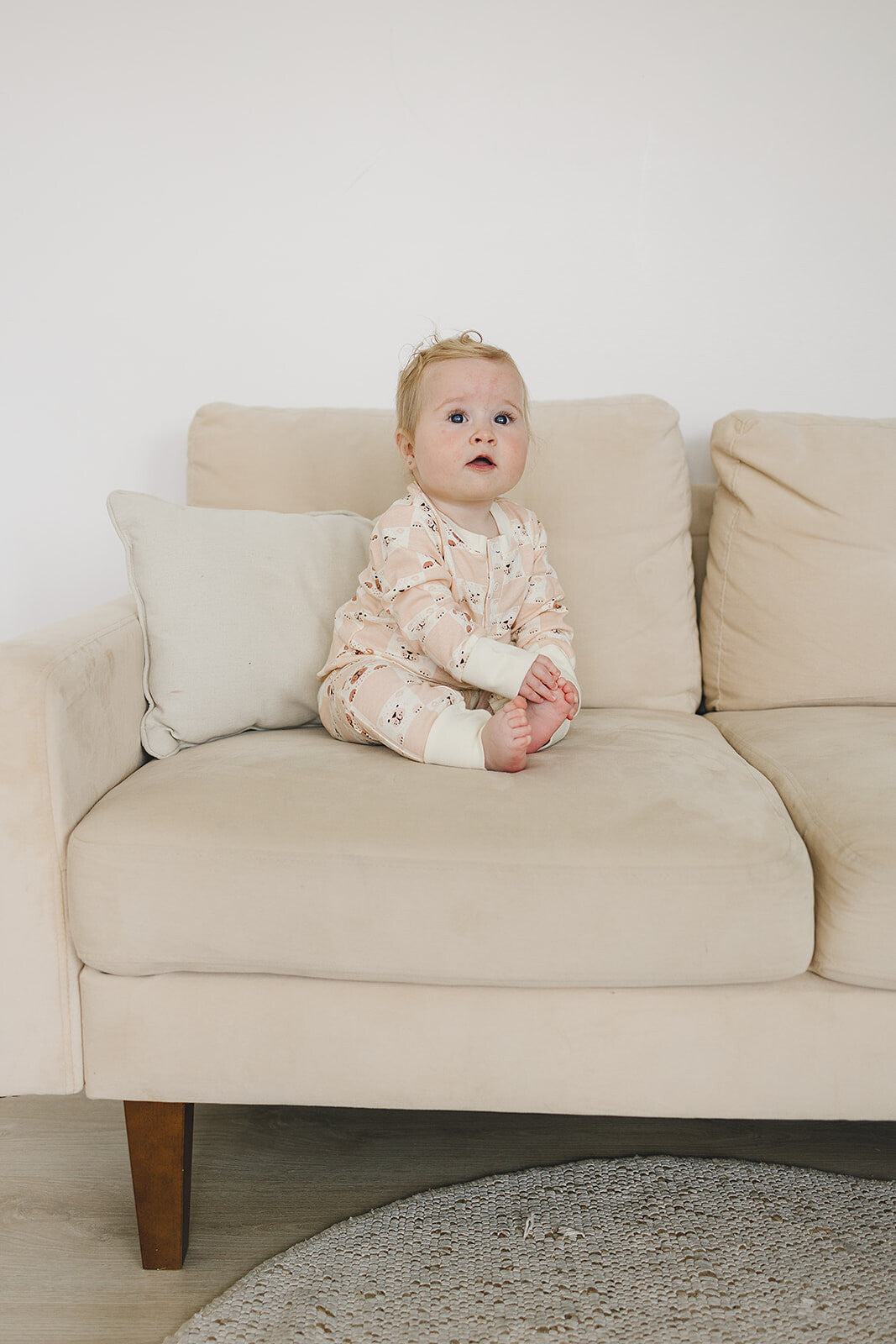 Organic Baby Romper - Checkered Bear