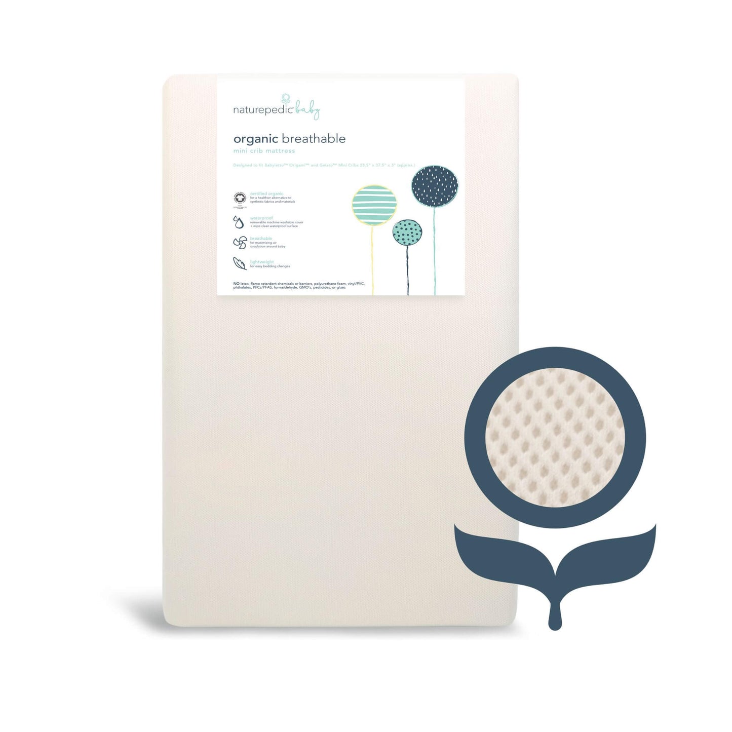 Breathable Organic Baby Mini Crib Mattress