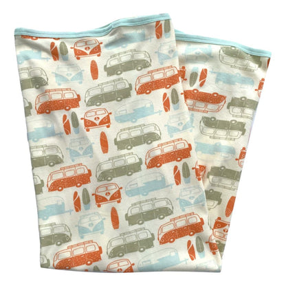 GOTS Certified Organic Cotton Blanket - Vintage Buses