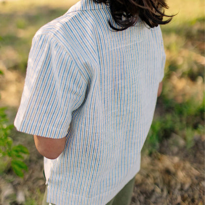 Kids Organic Dylan Camp Shirt - Driftwood Stripe