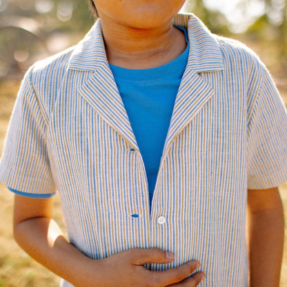 Kids Organic Dylan Camp Shirt - Driftwood Stripe