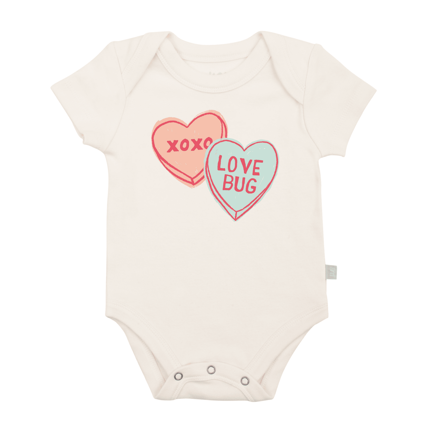Organic Graphic Baby Bodysuit - Candy Hearts