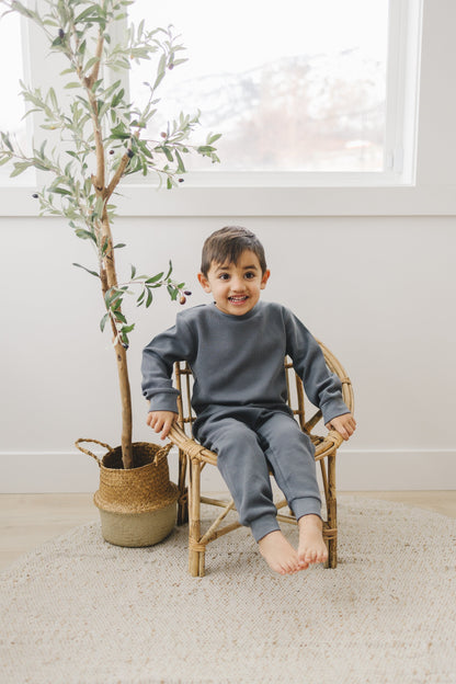 Organic Waffle Knit Baby & Toddler Top - Charcoal
