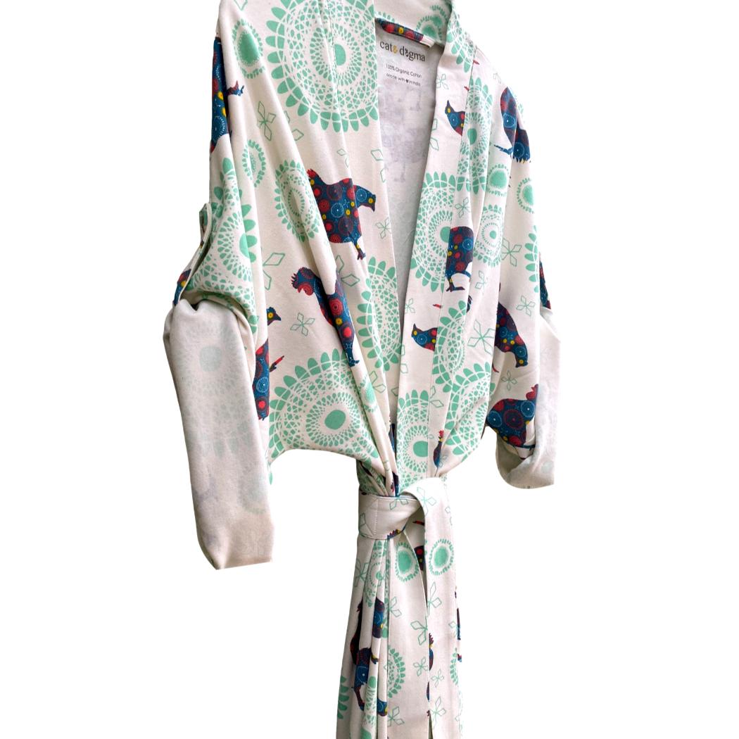 Women's Organic Robe - Boho Rooster