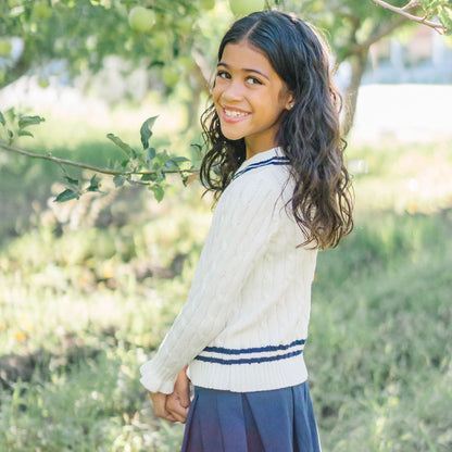 Organic Baby Girl Ruffle Cuff Cricket Sweater
