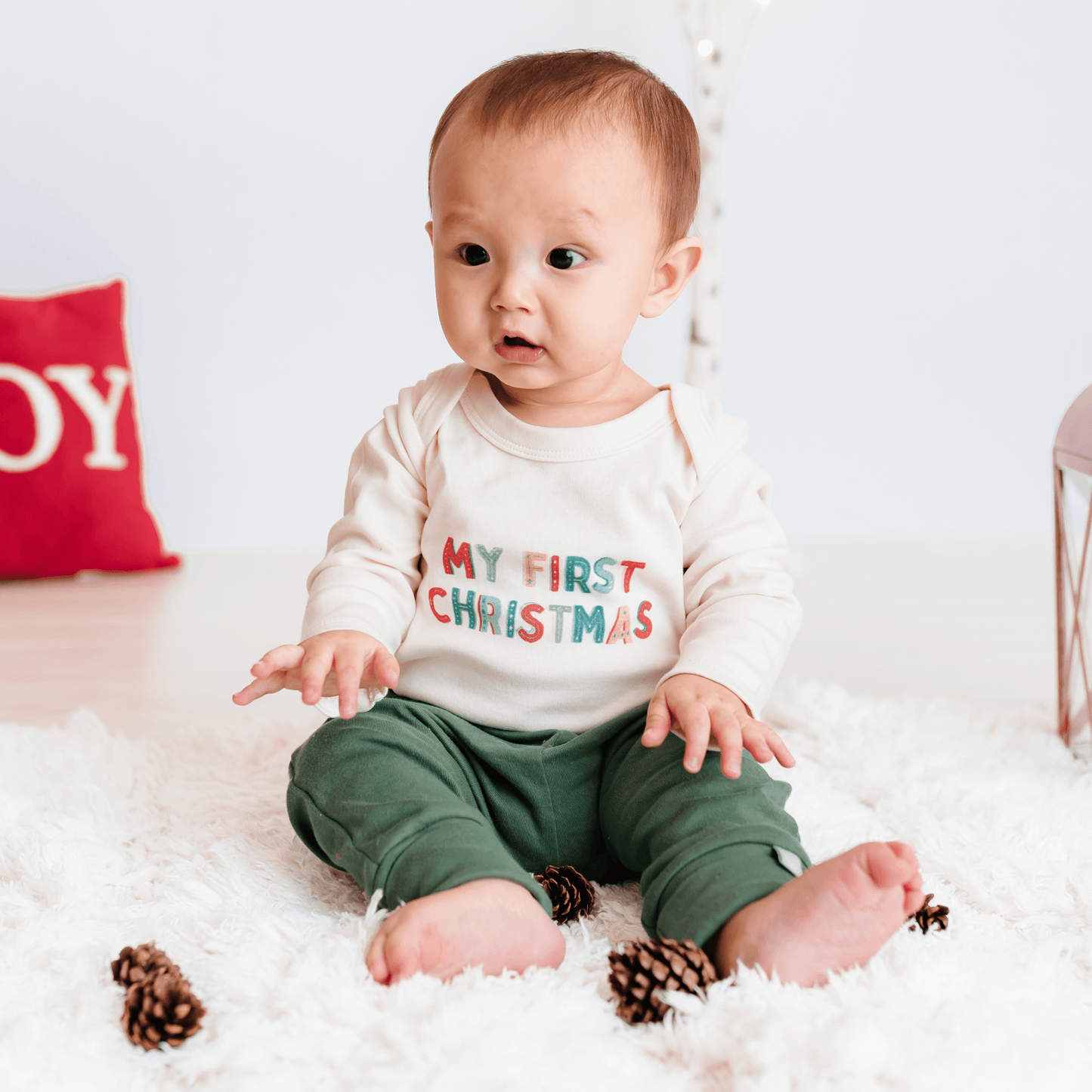 Organic Baby Graphic Long Sleeve Bodysuit - My First Christmas