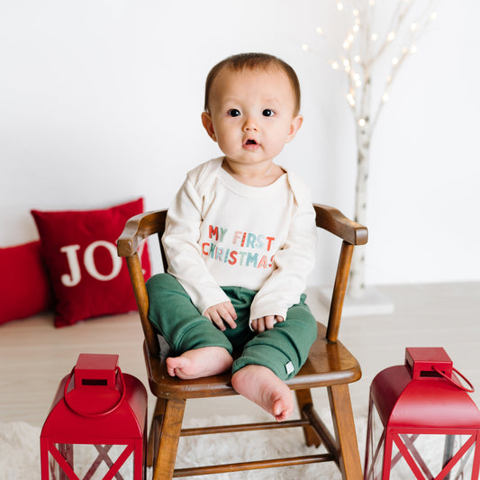 Organic Baby Graphic Long Sleeve Bodysuit - My First Christmas