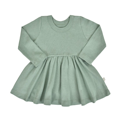 Organic Baby & Toddler Girl Twirl Dress - Basil Green