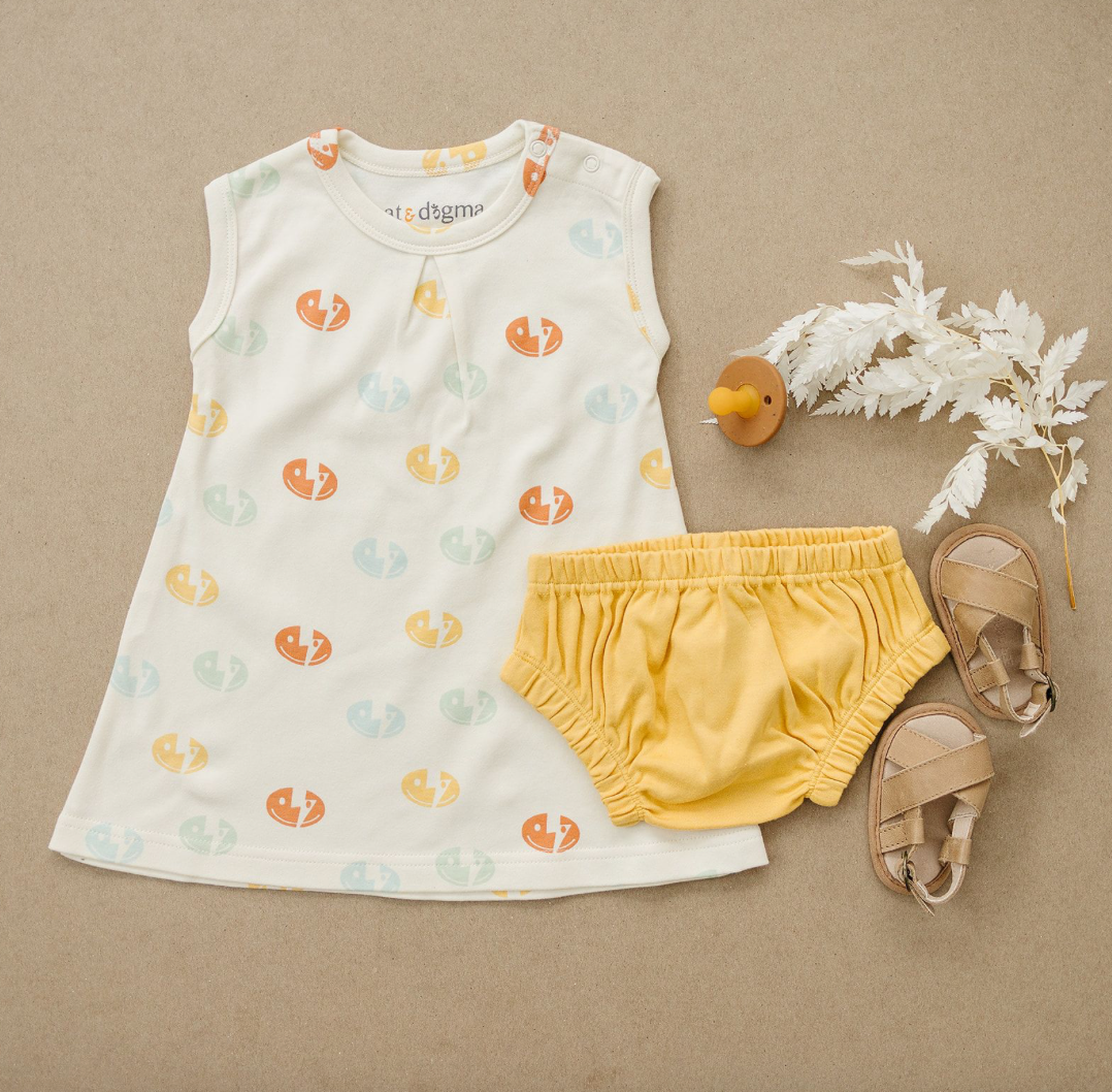 Organic Baby Dress w/ Bloomers - Smiley Bolts