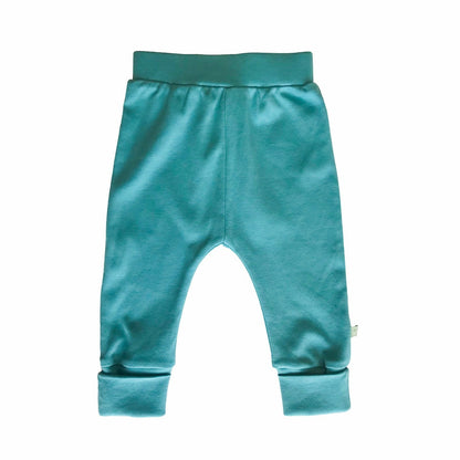 Organic Baby Cuffed Pants - Vintage aqua