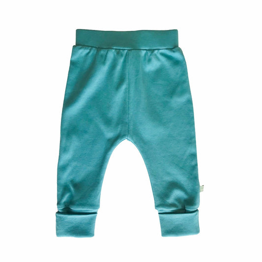 Organic Baby Cuffed Pants - Vintage aqua