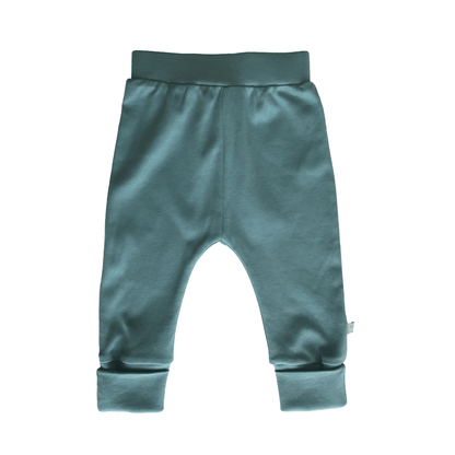 Organic Baby Cuffed Pants - Vintage aqua