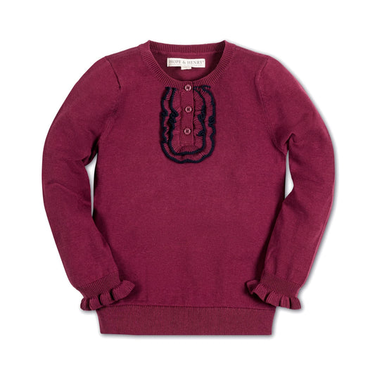 Baby Girl Organic Ruffle Sweater Henley