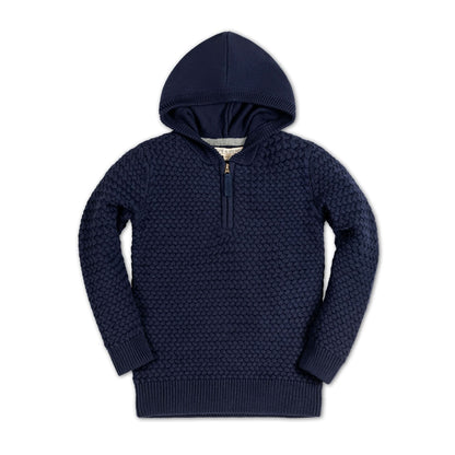 Boys Hooded Half Zip Organic Sweater