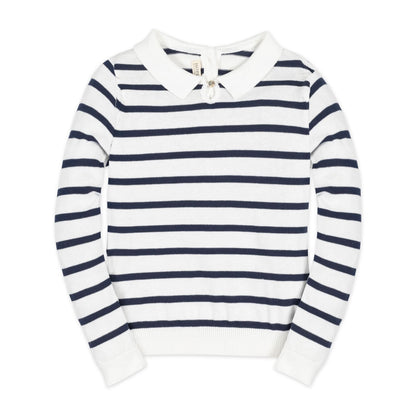Baby Girl Organic French Collared Keyhole Sweater