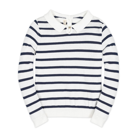 Baby Girl Organic French Collared Keyhole Sweater
