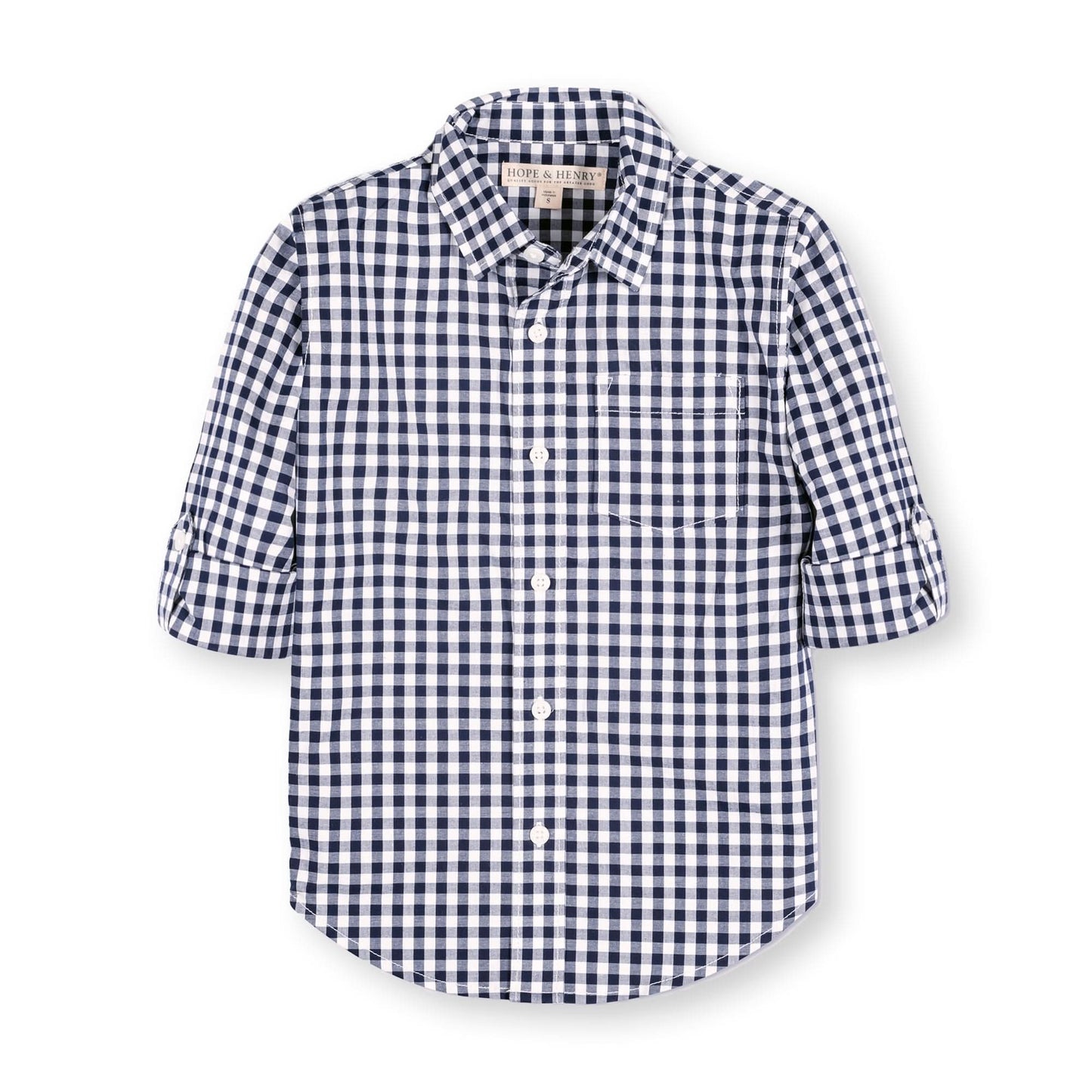 Baby Boy Organic Stretch Poplin Roll-Up Shirt