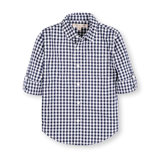 Baby Boy Organic Stretch Poplin Roll-Up Shirt