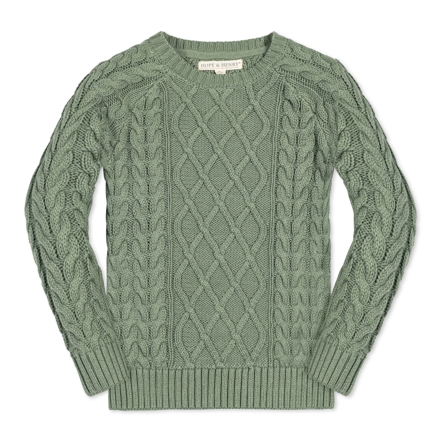 Organic Baby Raglan Fisherman Sweater - Sage