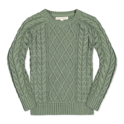 Organic Baby Raglan Fisherman Sweater - Sage