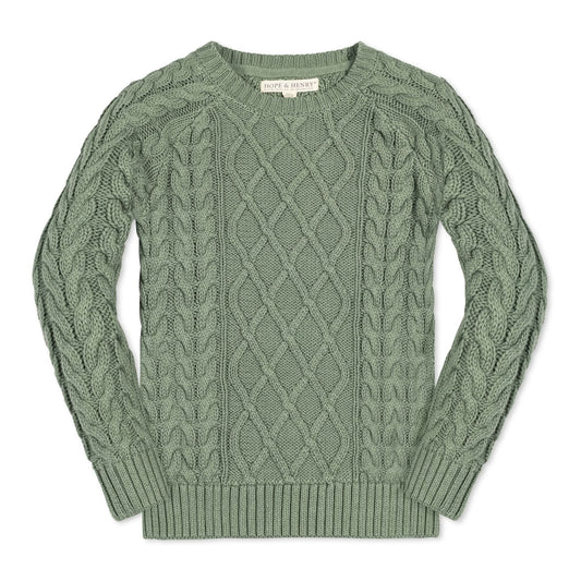 Organic Baby Raglan Fisherman Sweater - Sage