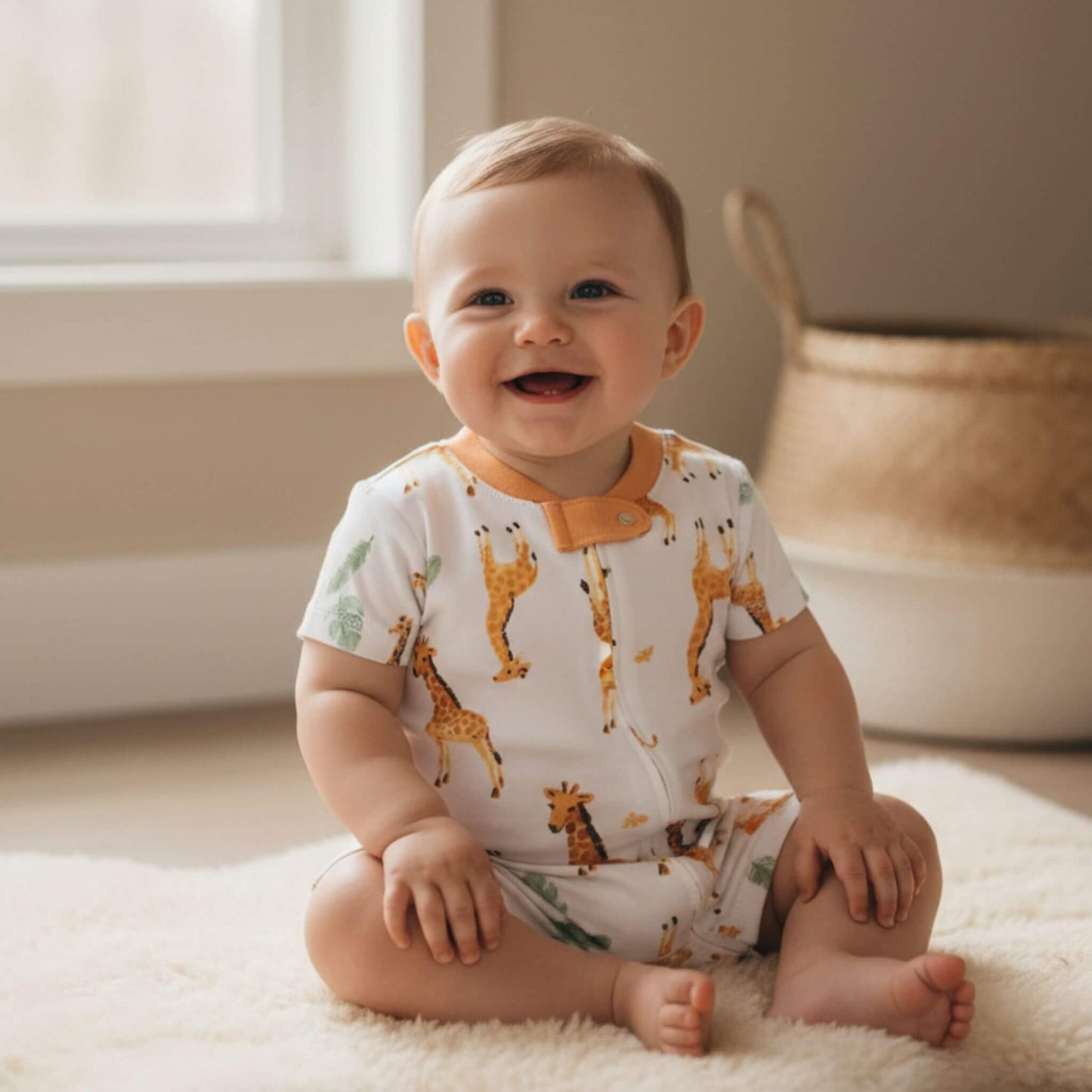 Giraffe Family Organic Baby Sleeper Romper