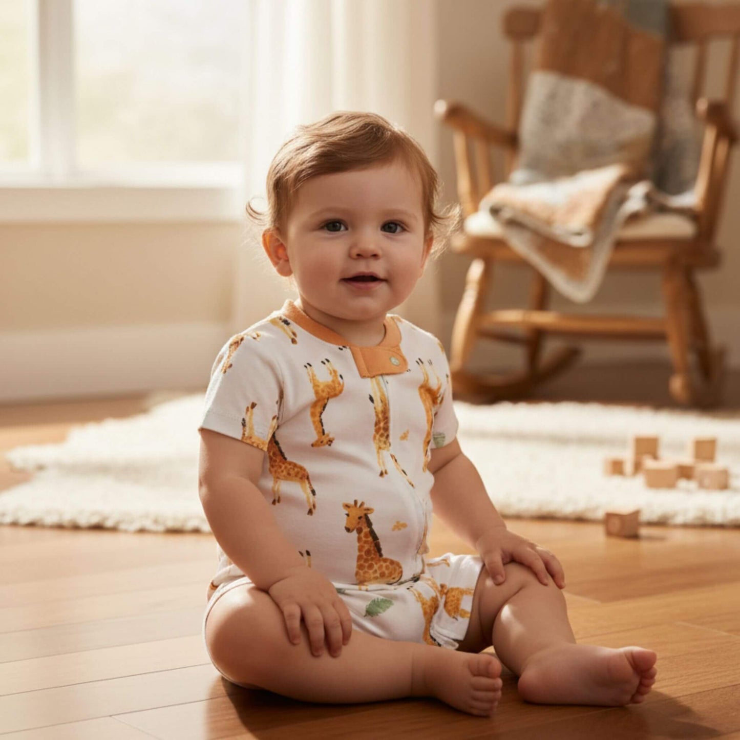 Giraffe Family Organic Baby Sleeper Romper