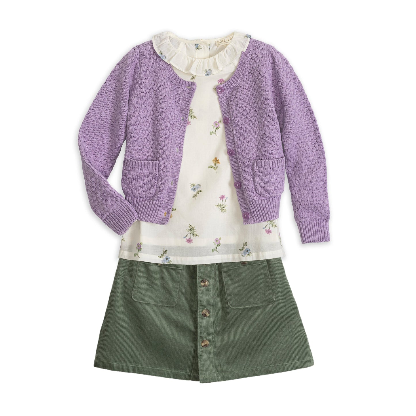 Girls Organic Textured Cardigan - Lavender