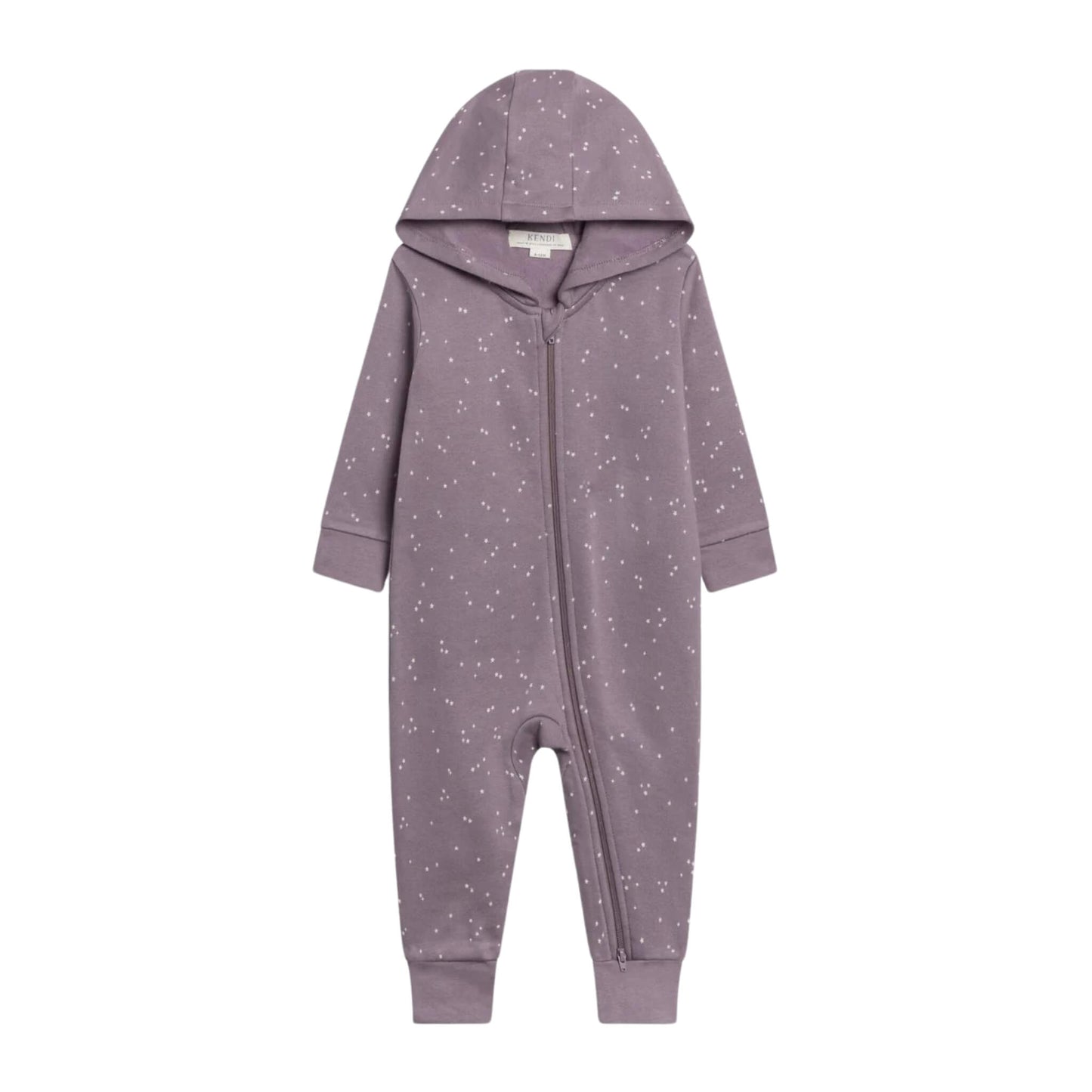 Greer Organic Fleece Hooded Baby Zip Romper - Starlight Fog