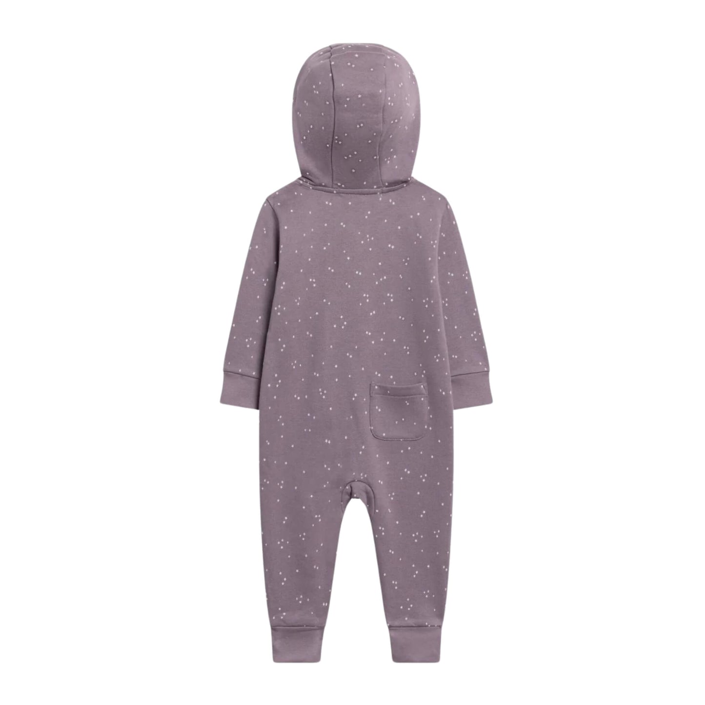 Greer Organic Fleece Hooded Baby Zip Romper - Starlight Fog