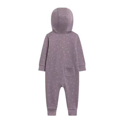 Greer Organic Fleece Hooded Baby Zip Romper - Starlight Fog