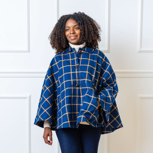 Women's Woven Cape with Button Front