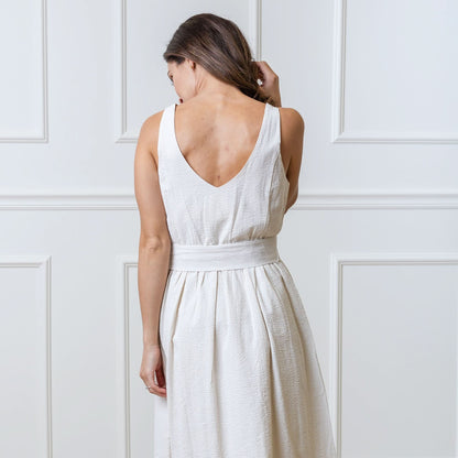 Women's A-Line Organic Dress with Sash Taupe