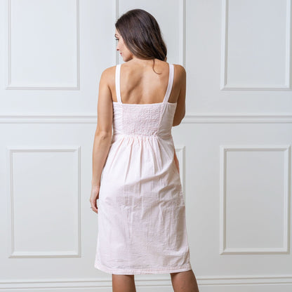 Women's Organic Seersucker Sheath Dress Light Pink