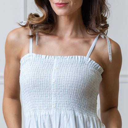 Women's Organic Smocked Button Front Jumpsuit